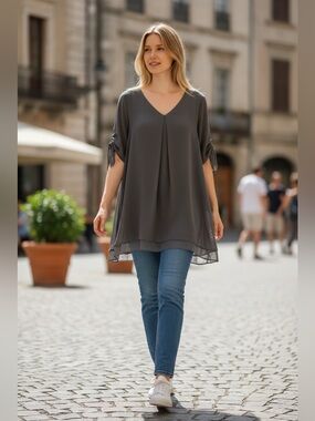 Soprano Black Short Tie Sleeve Tunic